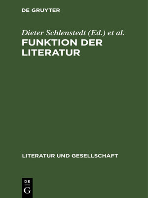 cover image of Funktion der Literatur